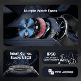 Boat Lunar Peak Smart Watch | 1.45" AMOLED Display, Advanced BT Calling, Always on Display, Cloud & Custom Watch Faces, in-Built Games | Black