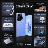 Tecno Camon 20 Pro 5G | 8 GB / 256 GB | Serenity Blue