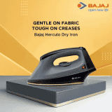 Bajaj Herculo Heavy Weight Dry Iron | 1100 W | White & Black