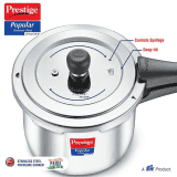 Prestige Popular Svachh  | Spillage Control | Stainless Steel | Pressure Cooker | Silver | 5 L