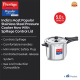 Prestige Popular Svachh  | Spillage Control | Stainless Steel | Pressure Cooker | Silver | 5 L