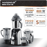 Usha Maximus Plus Mixer Grinder | 800 W | Black | MP800MX4