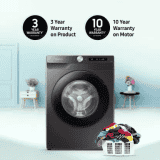 SAMSUNG | WW80T534DAN1TL | 8 kg with Steam | Wi-Fi Enabled Fully Automatic | Front Load Washing Machine | Black