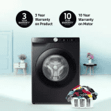 SAMSUNG 9 kg 5 star | Fully Automatic Front Load Washing Machine | WW90T504DAB1TL | Black