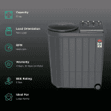 Whirlpool 10kg 5 Star | Semi Automatic washing machine | Twin Load Washer Dryer with 3D Lint Filter | 30277 ACE XL 10 | Graphite Grey