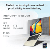 ASUS Intel Core i5 13th Gen -16 GB/1 TB SSD/Windows 11 Home | S5504VA-MA554WS Laptop  With MS Office  |  Cream White  |