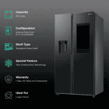 SAMSUNG RS7HCG8543B1HL | Auto Defrost Side by Side Refrigerator with Twin Cooling Plus | 615 L