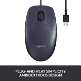Logitech M100r Wired USB Mouse | Black |