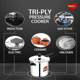 Pigeon by Stovekraft Elite Shine 4 L Tri-Ply Body Outer Lid Pressure Cooker