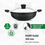 Greenchef Namo Nonstick Aluminium Cookware Kadai with Stainless Steel Lid | 260 mm
