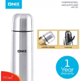 Onix Stainless Steel Vacuum Bullet Flask  | 750 ml | Silver Steel | OFK-750