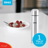 Onix Stainless Steel Vacuum Bullet Flask  | 750 ml | Silver Steel | OFK-750