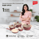 IMPEX RUBY 9PCS Aluminium | Diecast | Nonstick Cookware Set  Aluminium