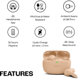 JBL Wave Beam TWS, 32Hr Playtime, IP54, JBL App Bluetooth Headset  | Beige