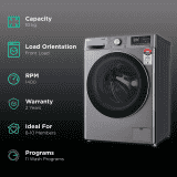 LG Fully Automatic Front Load Washing Machine | 10 kg | 5 Star | Platinum Silver | FHP1410Z7P APSQEIL