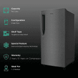 Haier 190 Litres | HRD-2103CBS | 3 Star Direct Cool Single Door Refrigerator with Diamond Edge Freezing Technology | Brushline Silver