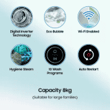 SAMSUNG Fully Automatic Top Load Washing Machine | 8 kg | WA80BG4582BDTL | Grey