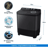 SAMSUNG Semi Automatic Top Load Washing Machine | 7.5 kg | WT75B3200GD/TL | Black,Grey
