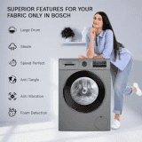 BOSCH Fully Automatic Front Load Washing Machine with In-built Heater | 8 Kg | WAJ2846PIN | Grey