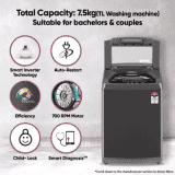 LG 7.5 kg 5 Star | Smart Inverter Technology | T75SKMB1Z ABMQEIL | TurboDrum Fully Automatic Top Load Washing Machine