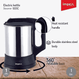 IMPEX STEAMER-1001C Stainless Steel Electric Kettle 1L,1000 Watts |  Silver