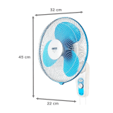 USHA Mist Air Flo Wall Fan | 400 mm | 3 Blade  | Light Blue