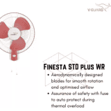 V-Guard Finesta STD Plus Wall Fan | 3 Blade | 400 mm | White Red