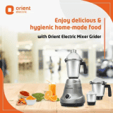 Orient Electric MGGT75S3 Glint Mixer Grinder | 750 W | 3 Jars | Silver