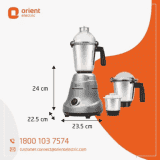 Orient Electric MGGT75S3 Glint Mixer Grinder | 750 W | 3 Jars | Silver