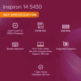DELL Inspiron Intel Core i5 Thin and Light Laptop | 13th Gen | Inspiron 5430 | 1335U | 8 GB | 512 GB SSD | 14 Inch | 1.59 Kg | Platinum Silver | IN5430FR0KC001ORS1