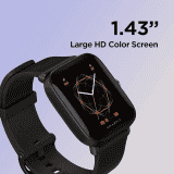 Amazfit Bip U Smart Watch, SpO2 & Stress Monitor | 1.43 inch | Black