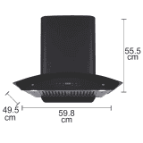 Hindware Chromia Blk 60 Auto Clean Chimney | 60 cm | Black