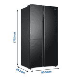 Haier 598 L | HRT-683KS | Triple Door Side By Side Refrigerator | Black Steel