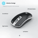 Portronics Toad 14 / Runs on single AA Battery,upto 1400 DPI,30 Lakhs + click life Wireless Optical Mouse | Black