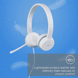 Lenovo 110 Wired On Ear Headphones with Mic | White