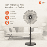 Orient Electric Tornado II Anti Dust Pedestal Fan | 3 Blade | 450MM | Black