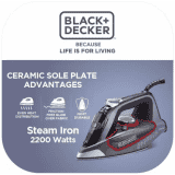 Black & Decker Steam Iron | BXIR2202IN | 2200 W | Brown