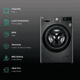 LG Fully Automatic Front Load Washer Dryer | 9/5 kg | 5 Star | In-built Heater | Black | FHD0905STB.ABLQEIL