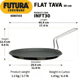 Hawkins Non Stick Flat Tawa | 30 cm | 4.88 mm | INFT30