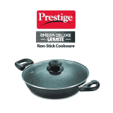 Prestige Omega Deluxe Non-Stick Kadhai | 2.4 litres | Black | Induction Base | Non-Stick Granite Finish | Scratch Resistant | Dishwasher Safe | Metal Spoon Friendly