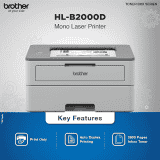 Brother Mono Laser Printer | HL-B2000D  | Auto Duplex Printing Toner Box Technology | Grey
