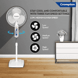 Crompton Wave Plus 400-mm | CH BRN GLD Pedestal Fan | KD White
