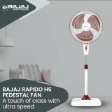 BAJAJ RAPIDO PEDESTAL FAN | 400 MM 251277 | WINE RED