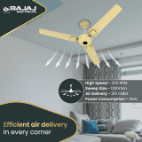 Bajaj Energon 1200Mm Bldc Ceiling Fan|5 Stars Starrated Energyefficient Ceiling Fans For Home | Golden Ivory