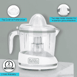 Black + Decker Bxcj0101In 30-Watts 1L Citrus Juicer | 2-Year Warranty | White