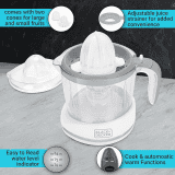 Black + Decker Bxcj0101In 30-Watts 1L Citrus Juicer | 2-Year Warranty | White