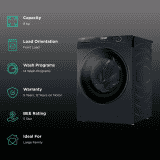 Haier Fully Automatic Front Load Washing Machine | 8 kg | 5 Star | HW80-IM12929CBK