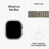 Apple Watch Ultra 2 | GPS + Cellular 49mm Titanium Case with Olive Alpine Loop  Large  | Olive Green Strap
