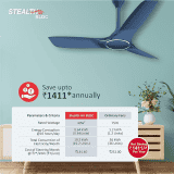 Havells Stealth Air The most silent BLDC fan with Premium Look and Finish |1200mm BLDC motor and Remote Controlled Ceiling Fan | Indigo Blue
