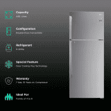 LG 446 Litres 1 Star Frost Free Double Door Convertible Refrigerator with Smart Diagnosis | GL-T502APZR.DPZZEBN | Shiny Steel